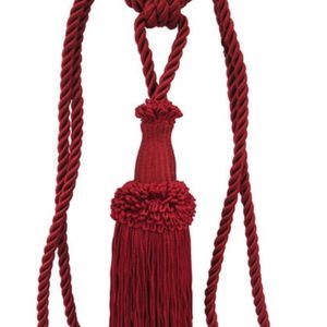 Exquisite Burgundy Taupe Curtain and Drapery Tassel Tieback